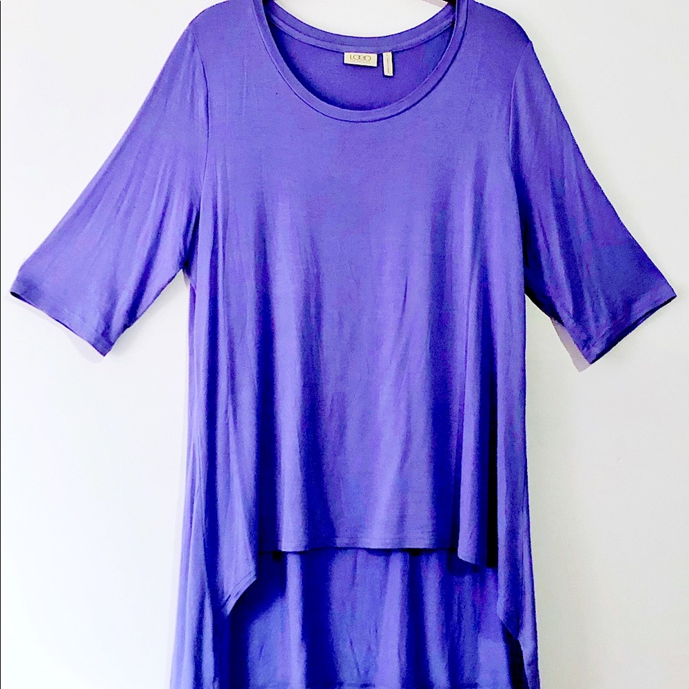 Logo By Lori Goldstein Purple High-Low Soft Top L